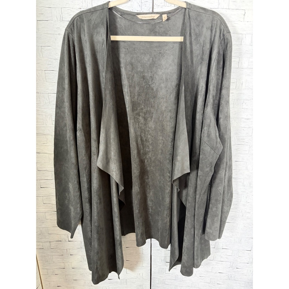 Soft Surroundings Womens Cardigan Faux Suede Draped Open Front Plus size 57719